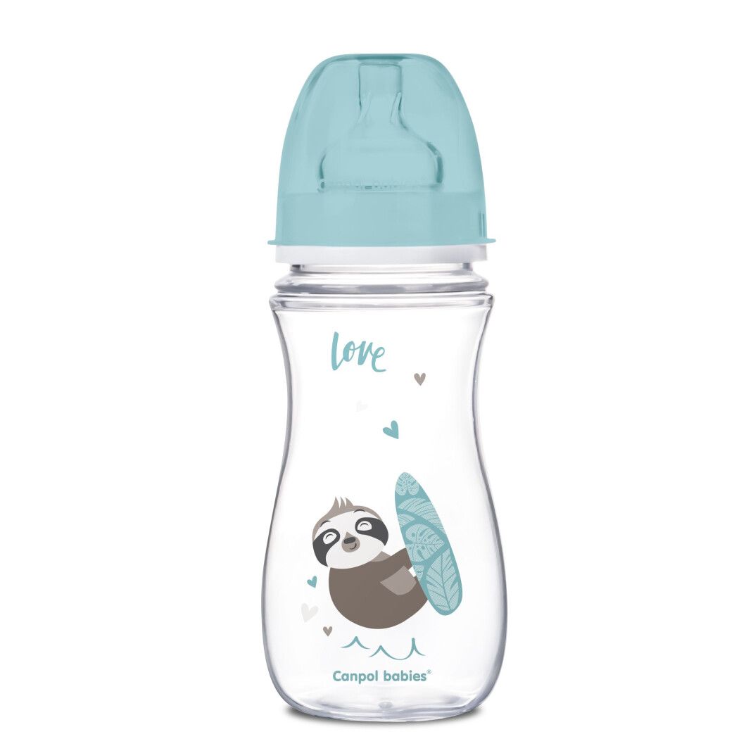 

Антіколіковая пляшечка Canpol Babies з широким отвором EasyStart Toys зелена (35/222_blu)