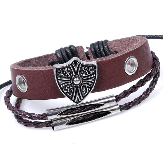

Кожаный браслет Каменный щит DiaDemaGrand Коричневый с серебряным (111725-9-15)