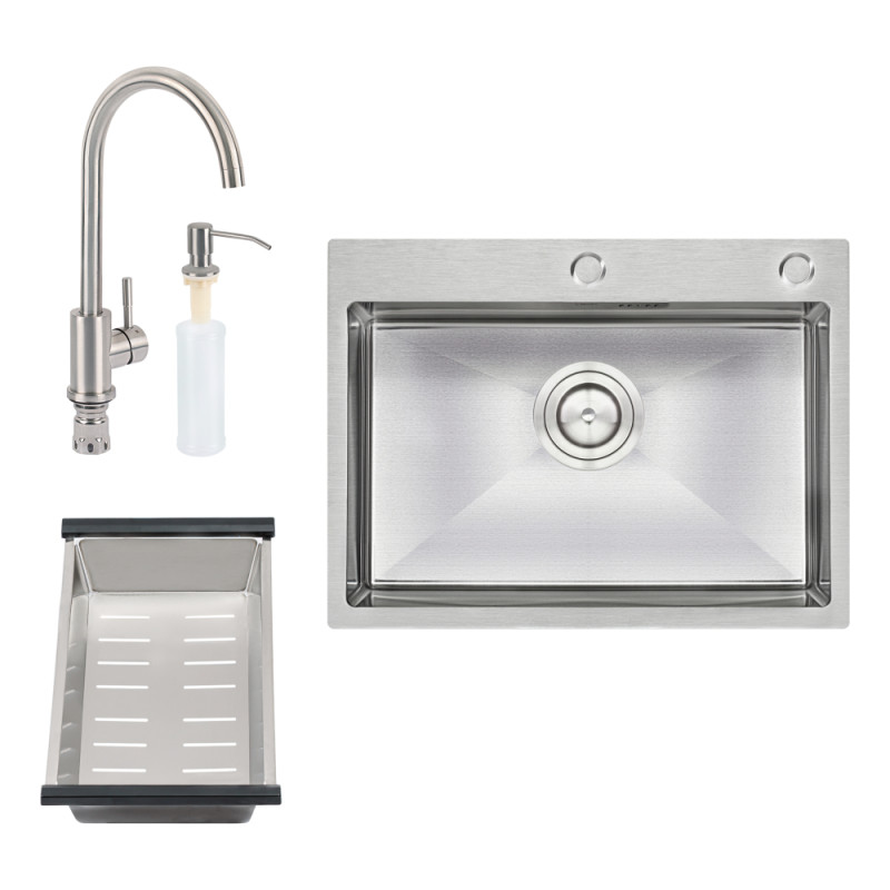 

Кухонная мойка QTap D6045 Satin со смесителем и аксессуарами (SX-700131)