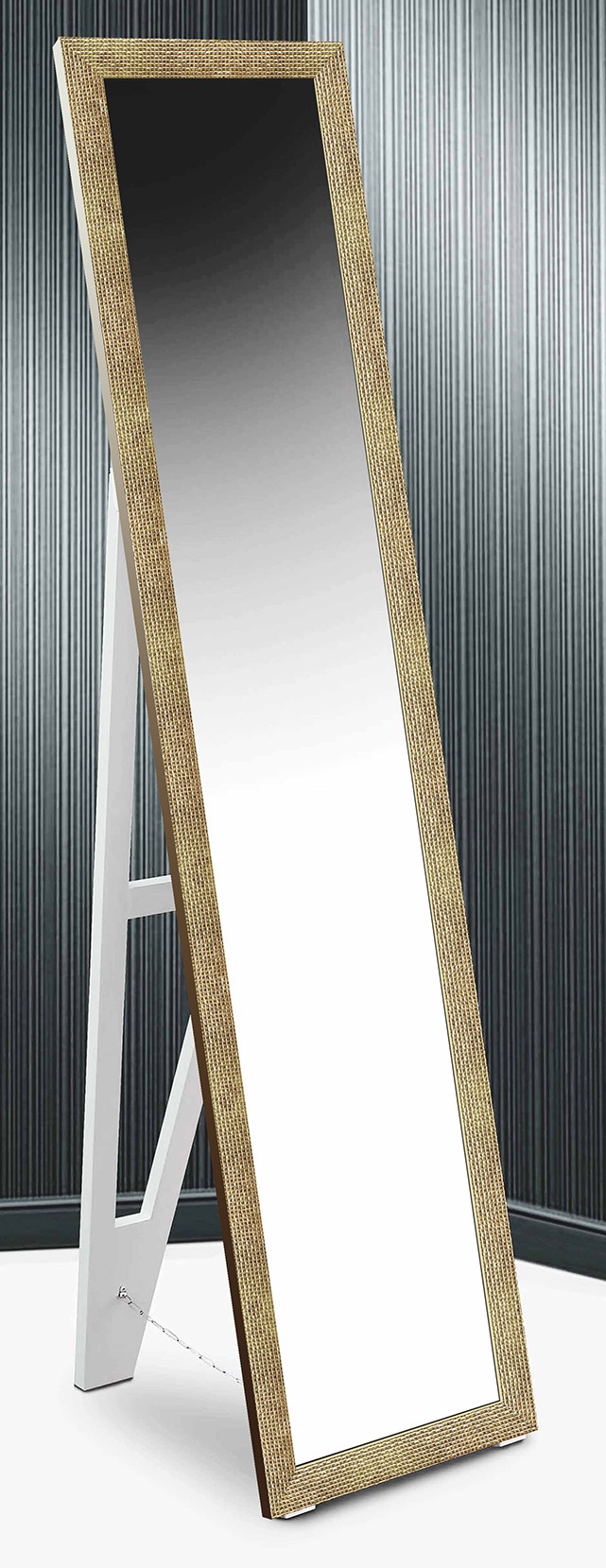

Напольное зеркало в раме в полный рост на деревянной подставке Decorfrom Small cube Gold 45х167 см золото