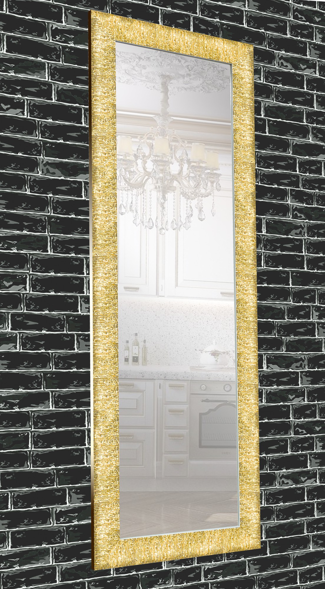 

Зеркало настенное в раме Decorfrom Textured gold 60х174 см золотое