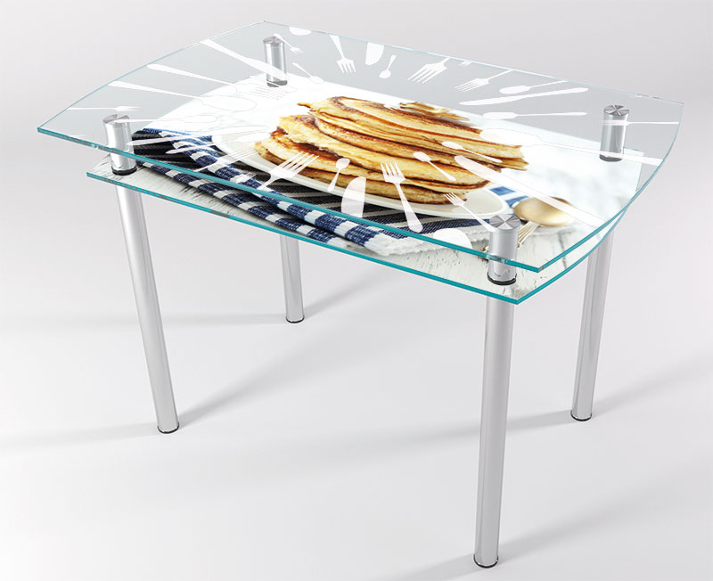 

Стол стеклянный "Jam" Блинчики KT-02 110х70 см