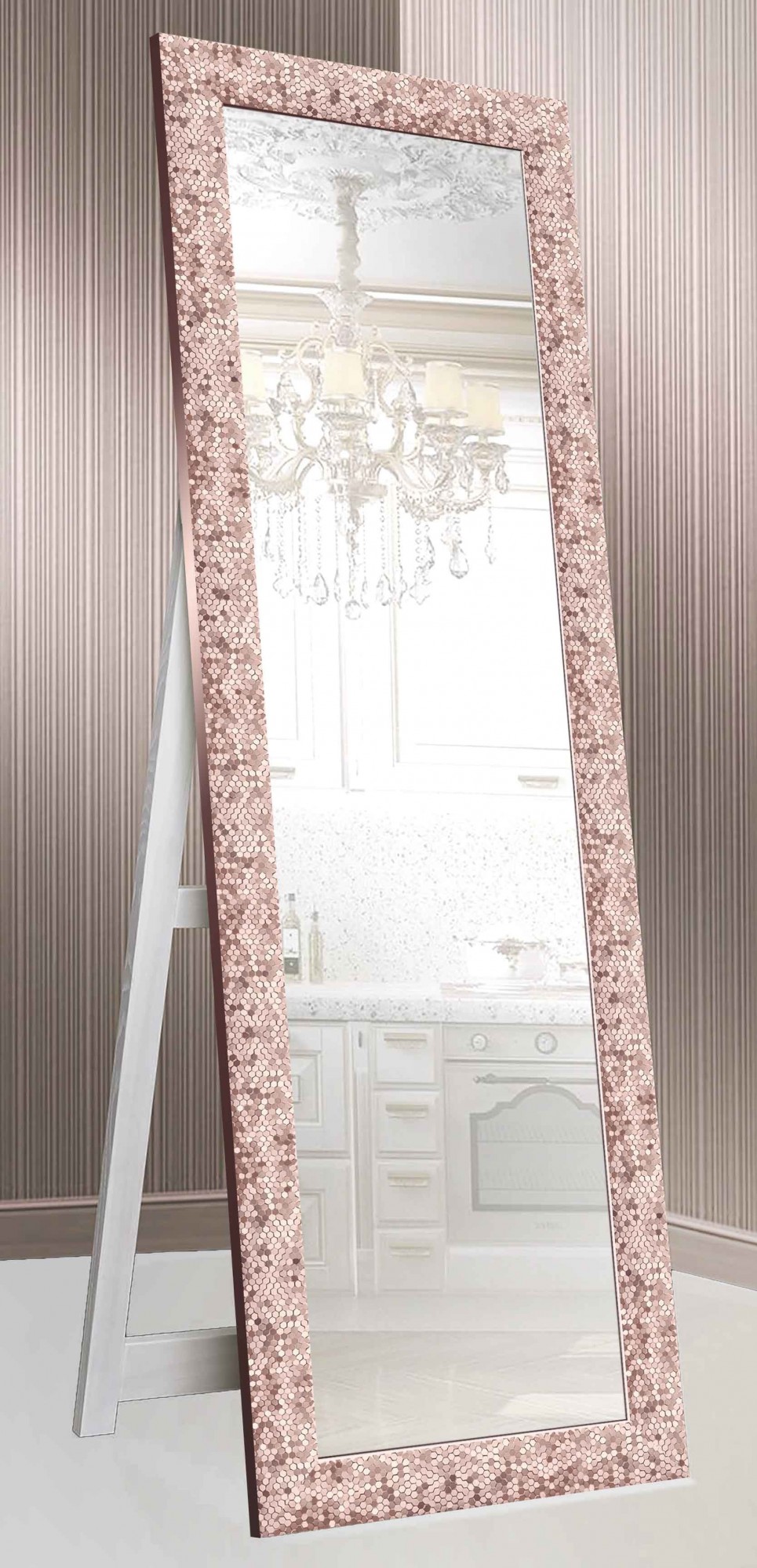

Зеркало напольное в раме на деревянной подставке в полный рост Decorfrom Pink beehive 60х174 см розовое