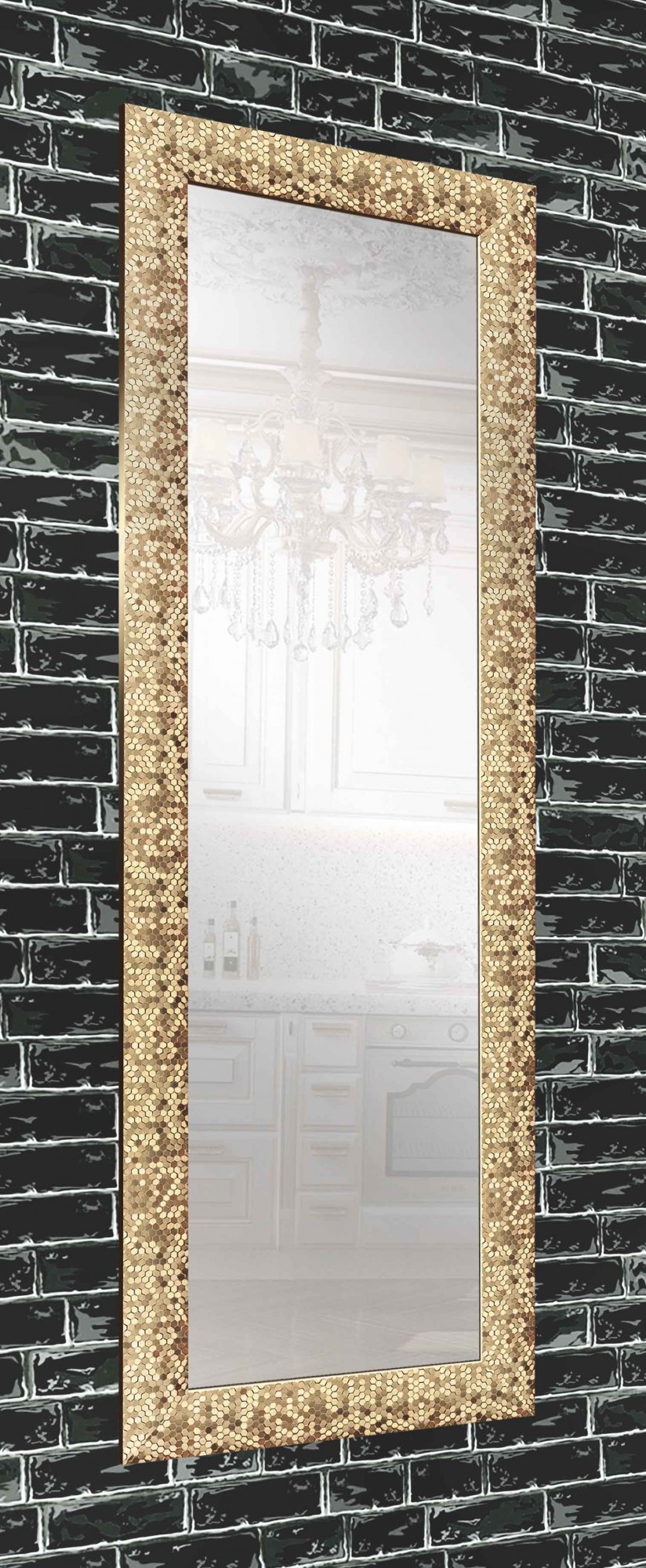 

Зеркало в раме настенное Decorfrom Gold beehive 60х174 см золотое