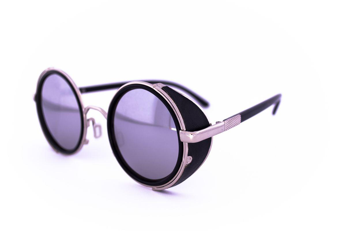 

Модные круглые очки в стиле стимпанк зеркальные Черные 264