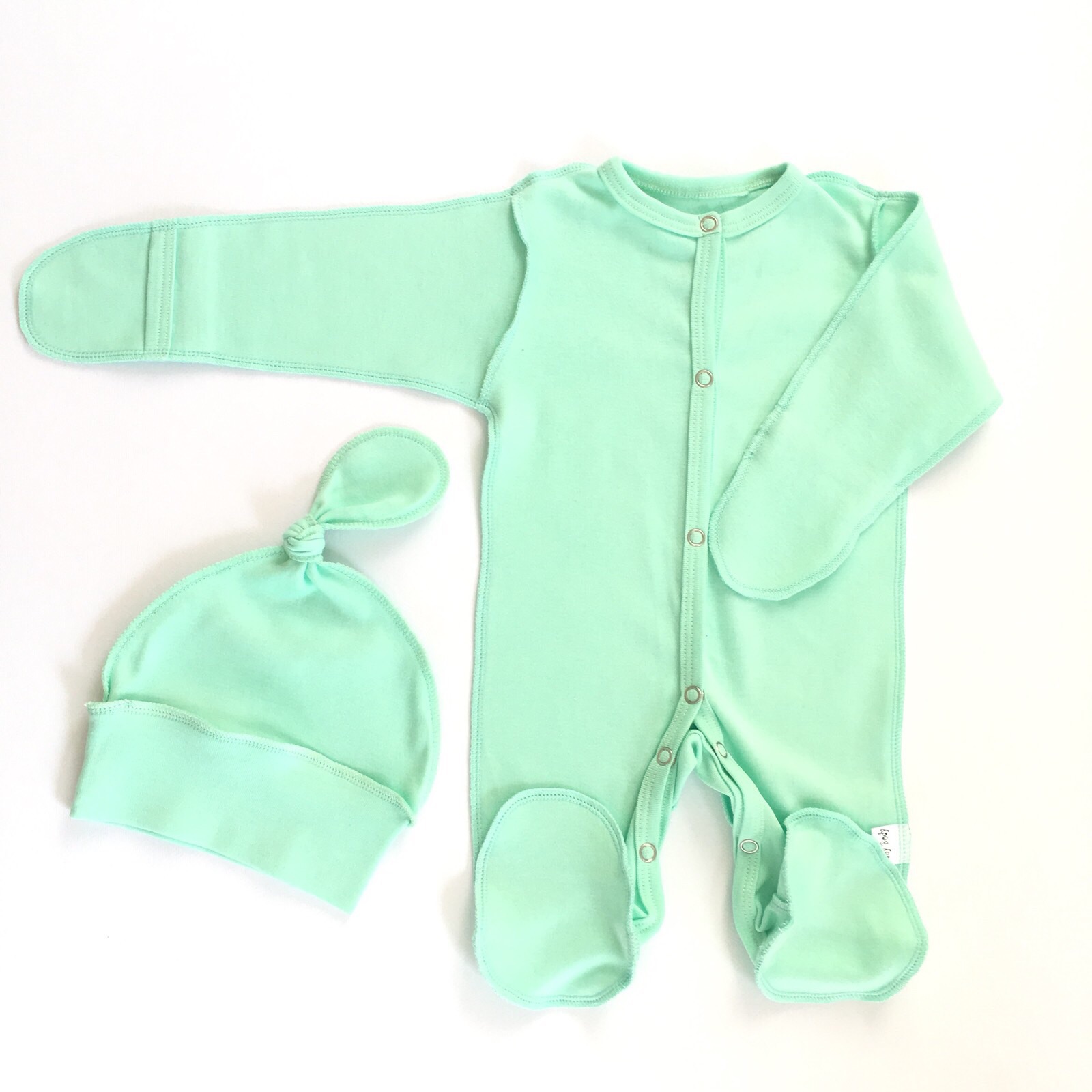 

Человечек + шапочка Baby Body 0-3 мес Мятный р.56