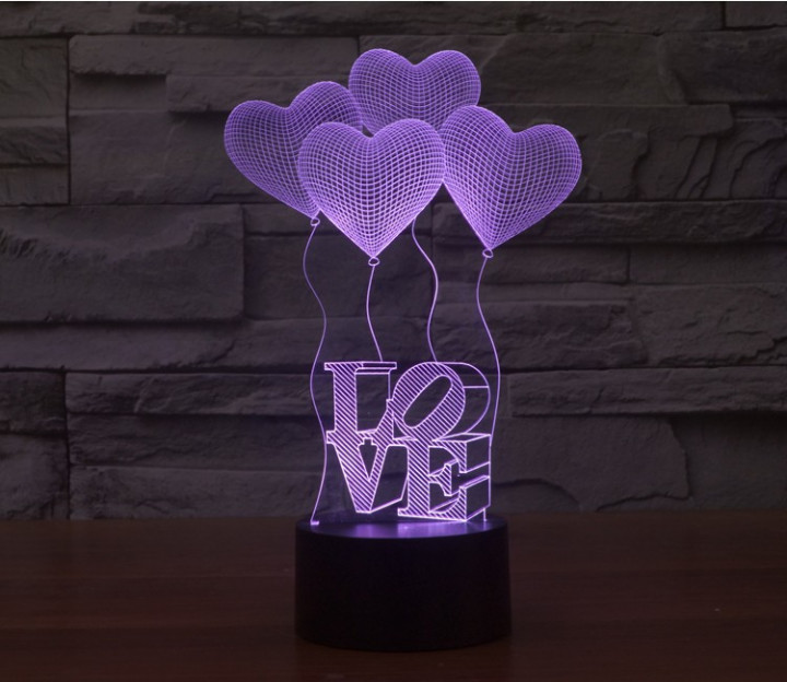 

3D светильник-ночник LOVE (7 цветов)