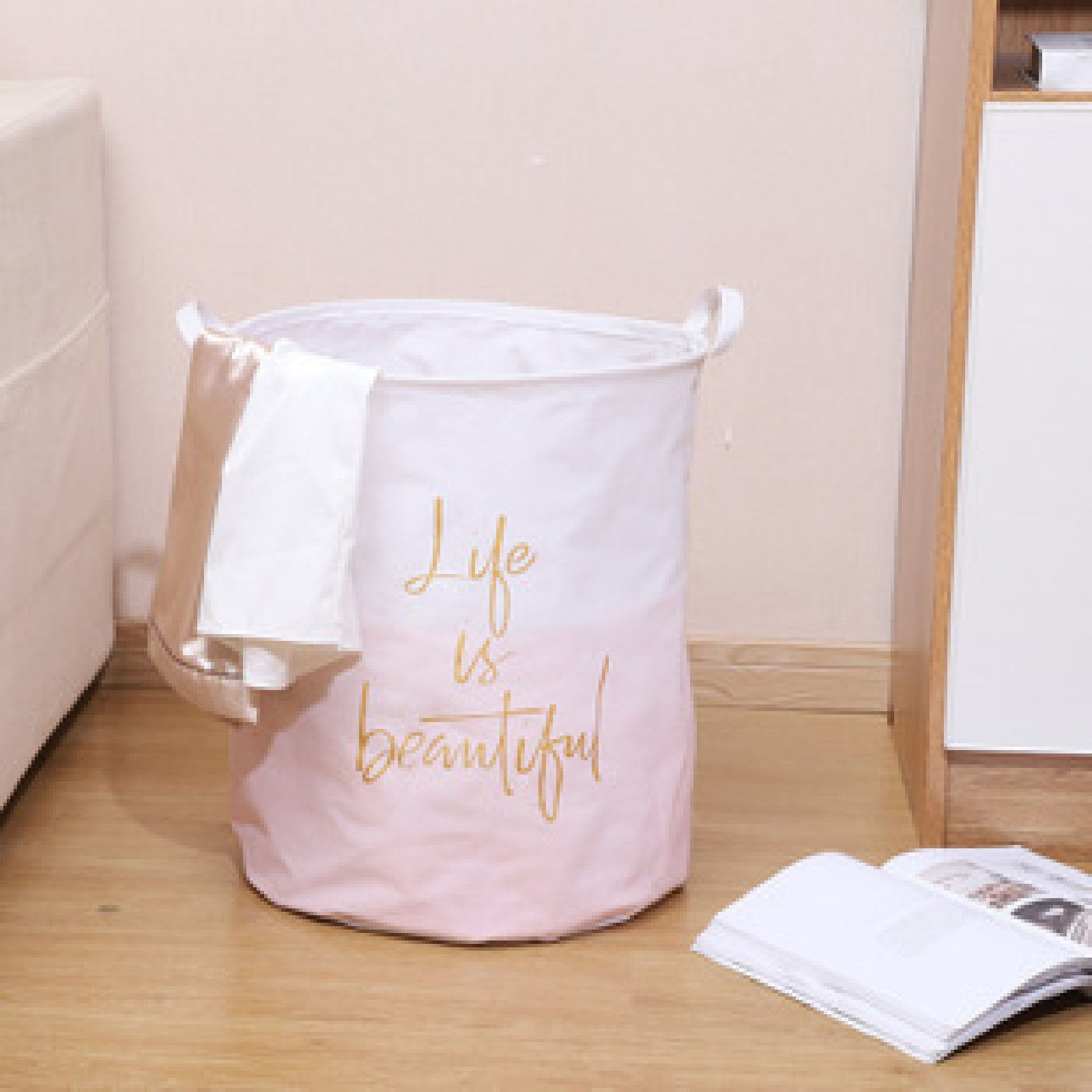 

Корзина для игрушек розовая Life is beautiful