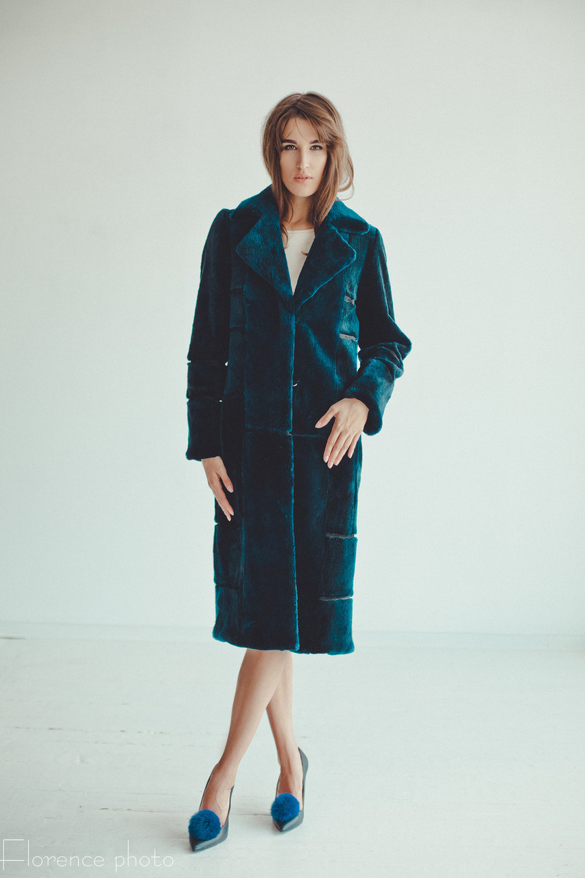 

Шуба из стриженного бобра Пухната Лисиця Синя 1017, Шуба из стриженного бобра Пухната Лисиця Синя 1017 52