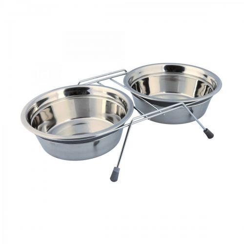 

Подставка под миски + миски металл для собак 2×1,5 л