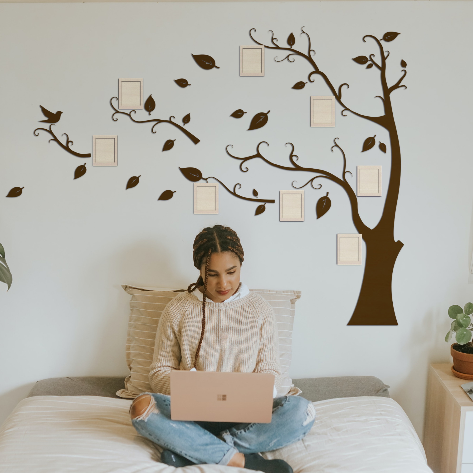 

Семейное дерево LIKEWOOD 150х115 см Leaves с набором фоторамок, темный орех