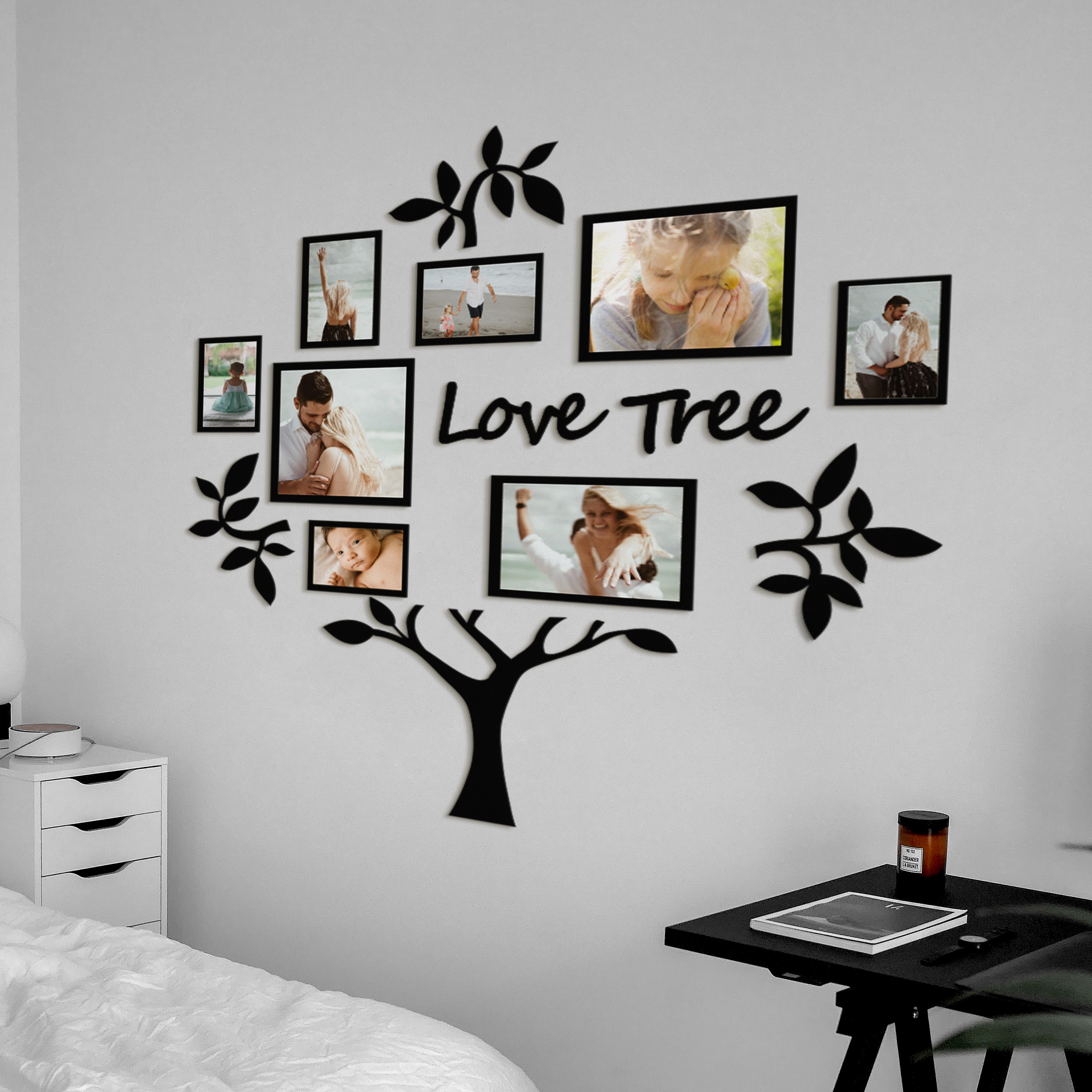 

Декор на стену Love Tree 140х88 см LIKEWOOD с фоторамками, натуральное дерево, черный