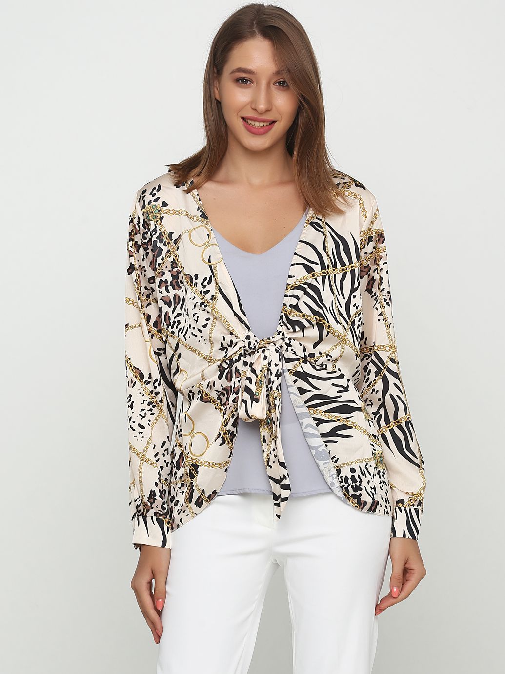 

Блузка Boohoo PGE-1130018-01 M (12) Бежевая с черным и желтым