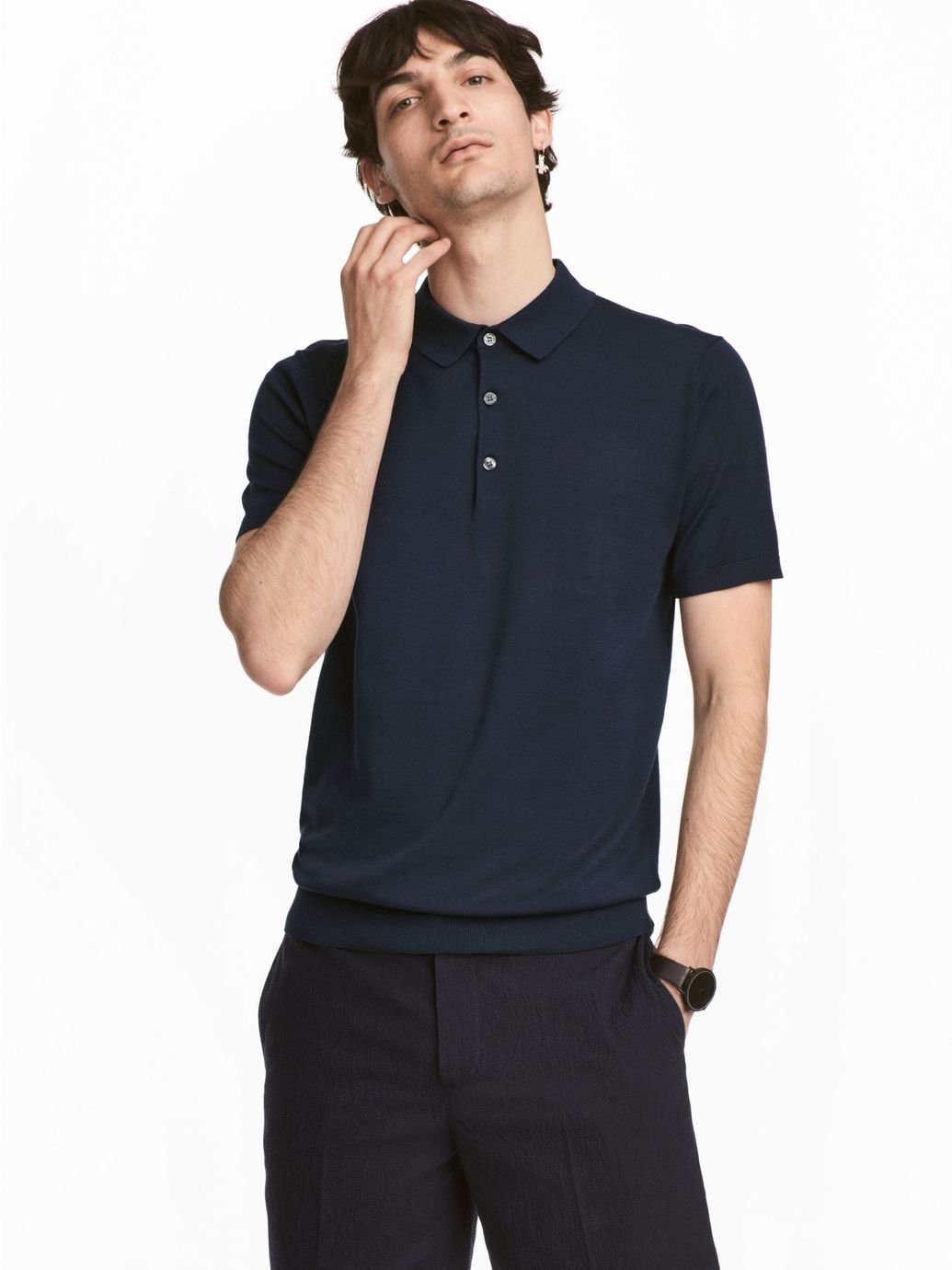 

Поло H&M 0443860 S Темно-синее