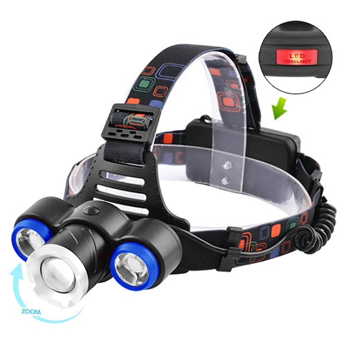 

Фонарь налобный Police XQ-117-T6+2XPE, ЗУ 220V/12V, 2х18650, zoom, Box