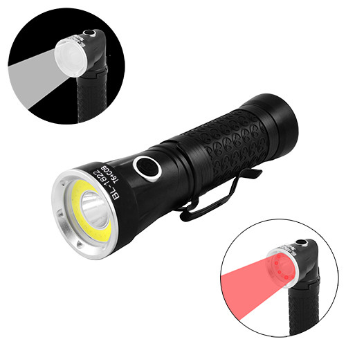 

Фонарь Poliсe 1822-T6+COB (White+Red), ЗУ 220V/12V, 1x18650/3xAAA, магнит, поворот на 90º, Box