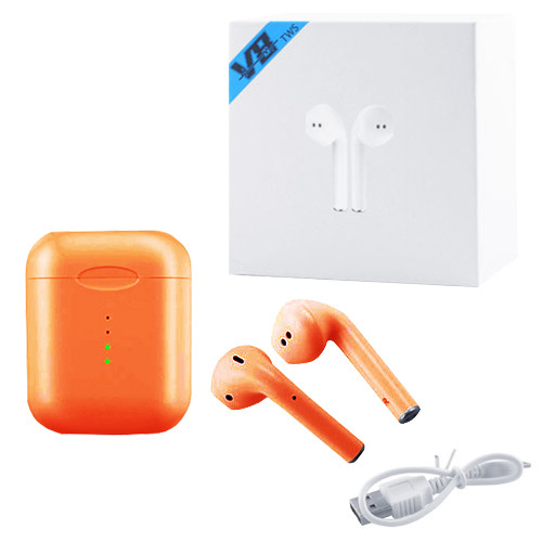

Беспроводные bluetooth-наушники V8 5.0 с кейсом, orange