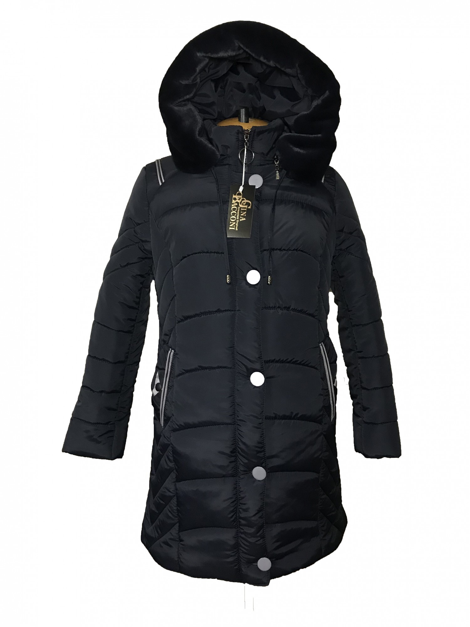 

Куртка Gina Bacconi Casual зимняя с капюшоном XL Черная (1012)