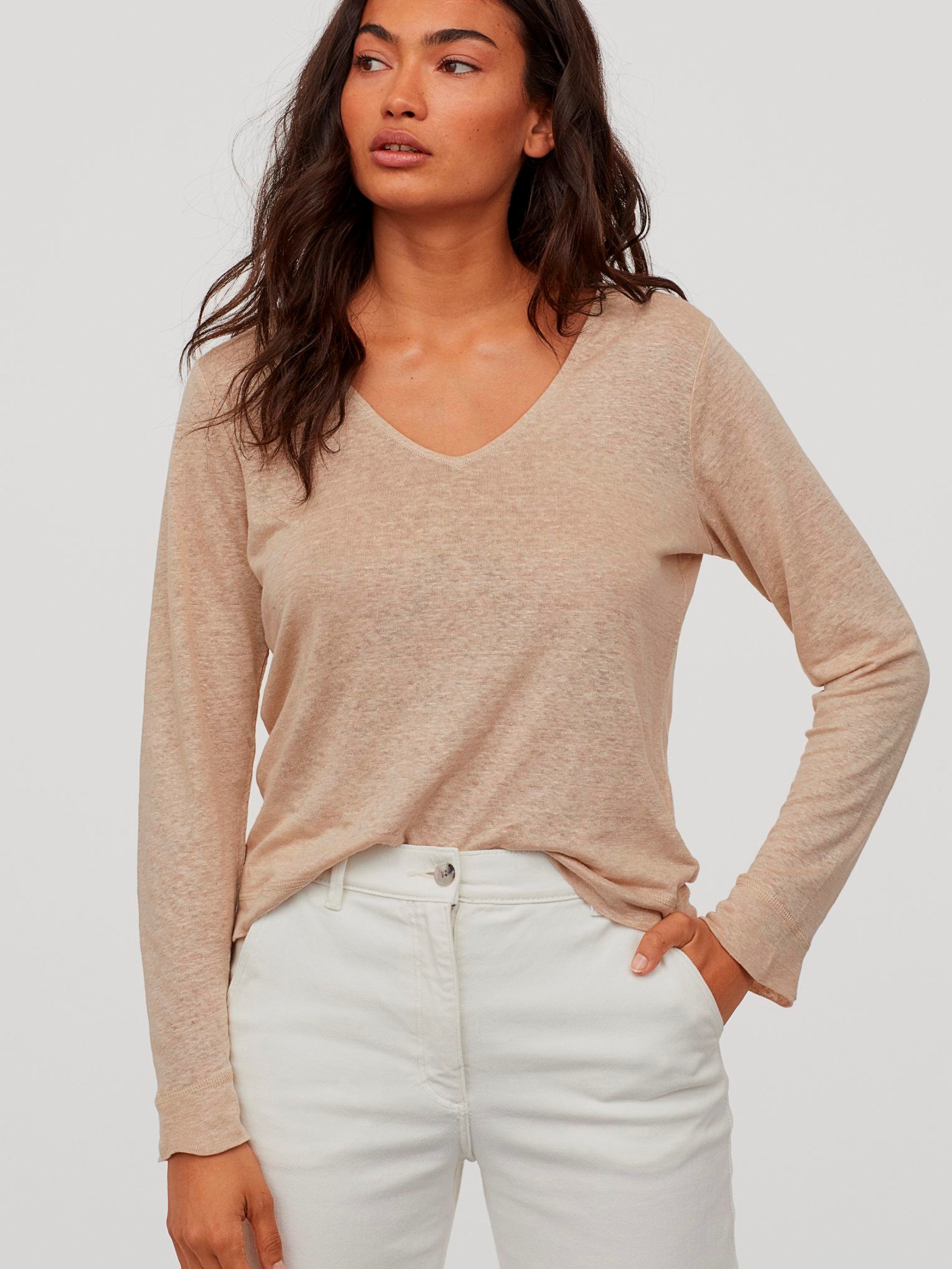 

Лонгслив H&M 0835602-1 S Бежевый