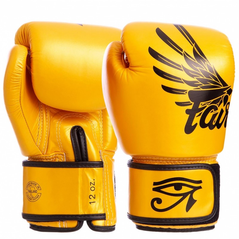 

Перчатки боксерские кожаные Fairtex Falcon золотой-черный, код: BGV1-FALCON-S52