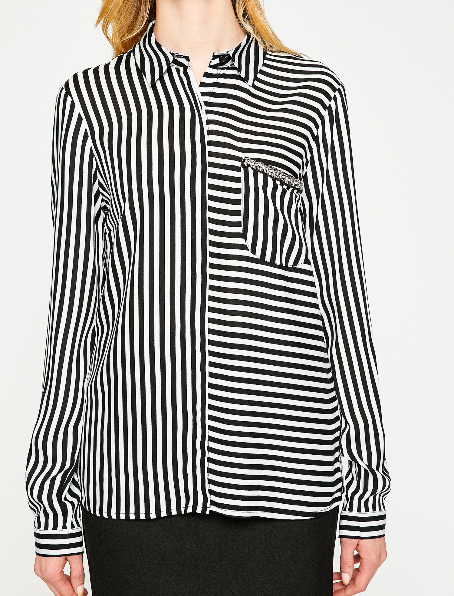 

Блузка Koton 8KAK66217IW  Black Stripe, Блузка Koton 8KAK66217IW 34 Black Stripe