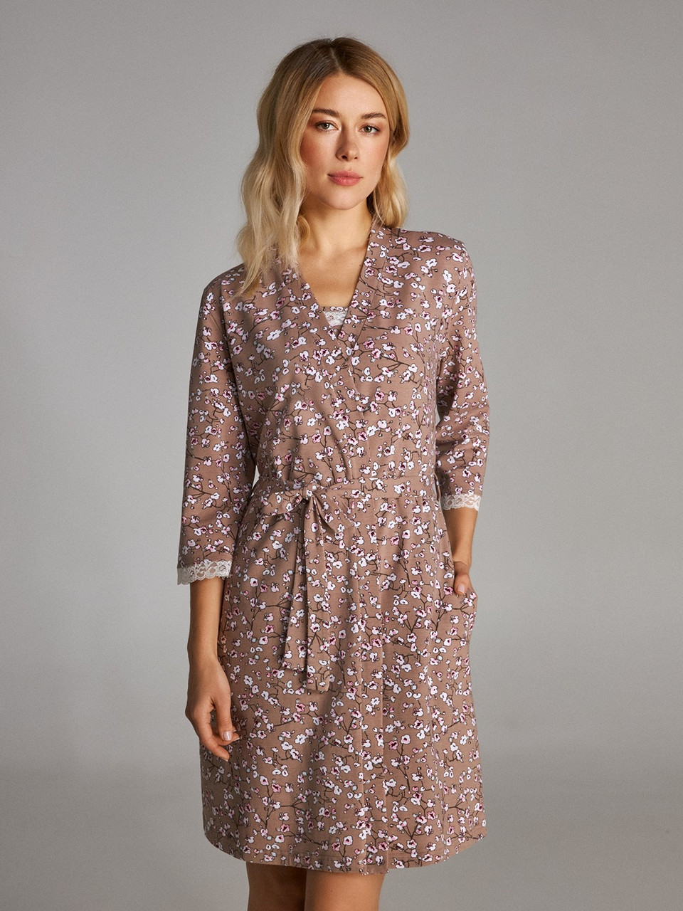

Женский халат хлопок Ellen LDG 091/001 кофейный S