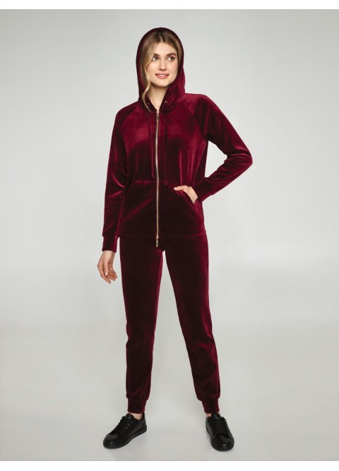 

Женский велюровый костюм Ellen LOV 013/004 бордовый S