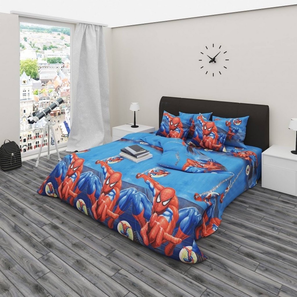 

Постельное белье Vpostelke ранфорс Человек паук Ответный удар 1-Спальный 150х220 см синий, красный