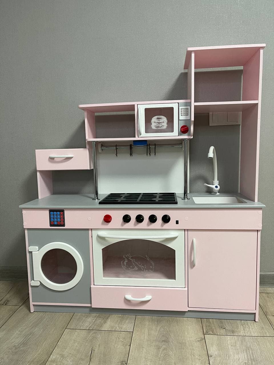 

Кухня игровая детская Woodenstar WDS-11 без холодильника, Розовая