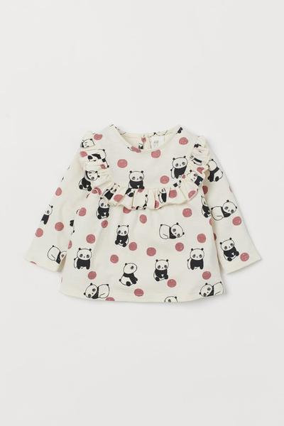 

Топ с оборками H&M 68 (66/48) Натуральный белый/Панды