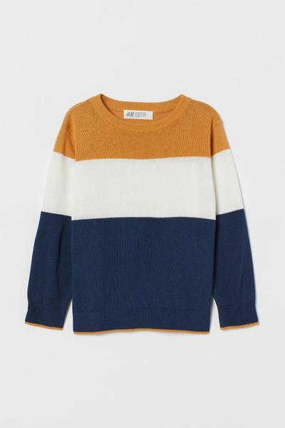 

Джемпер тонкой вязки H&M 98/104 (110/56) Горчичный/Цветовые блоки