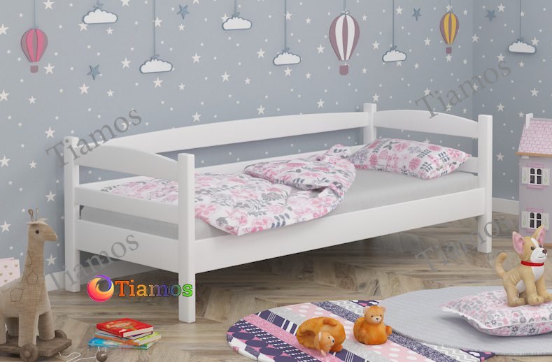 

Детская Кровать односпальная 90х200 Нота Плюс Wellmebely сосна Белый Л6