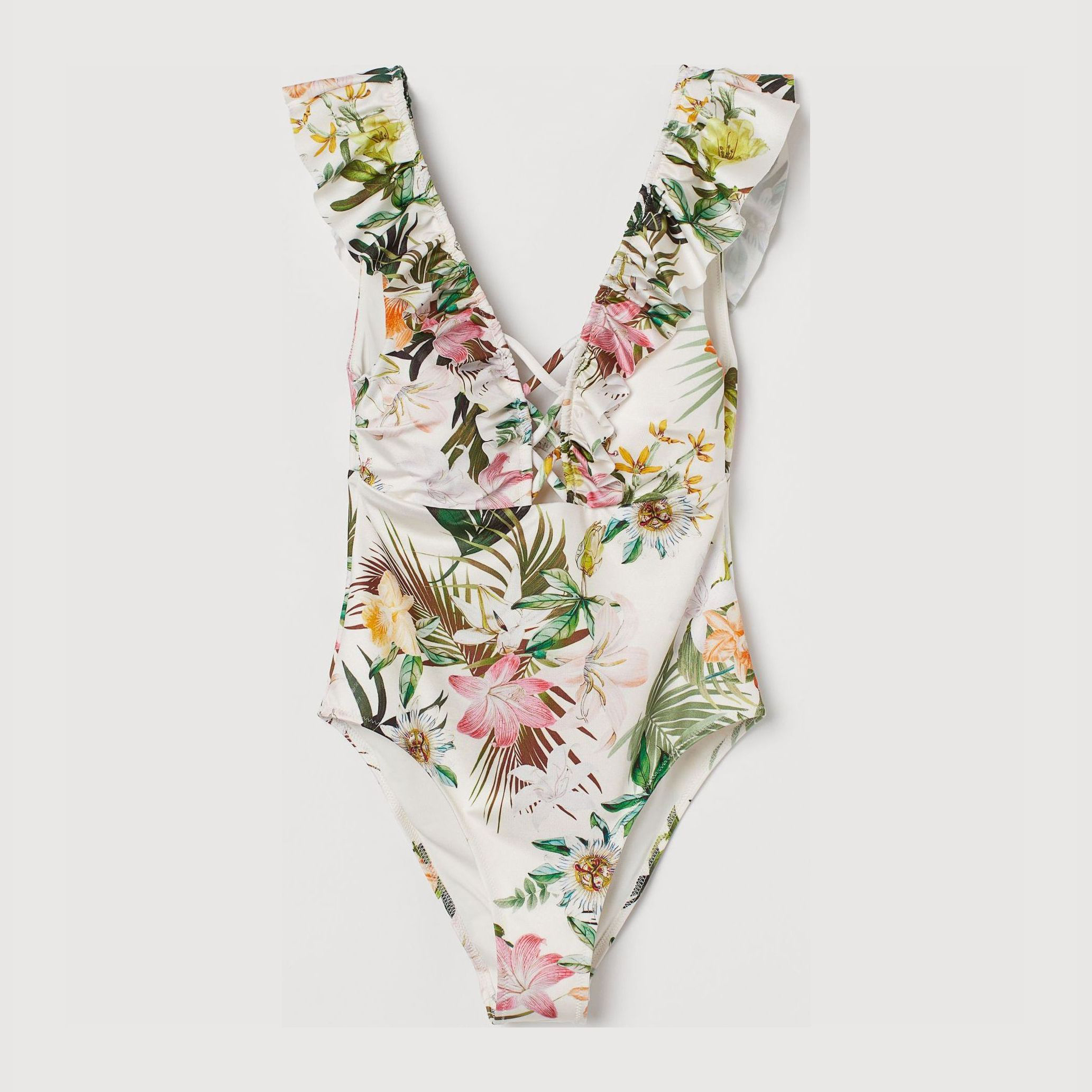 

Купальник слитный женский H&M 2512-8323091 38 Белый цветы