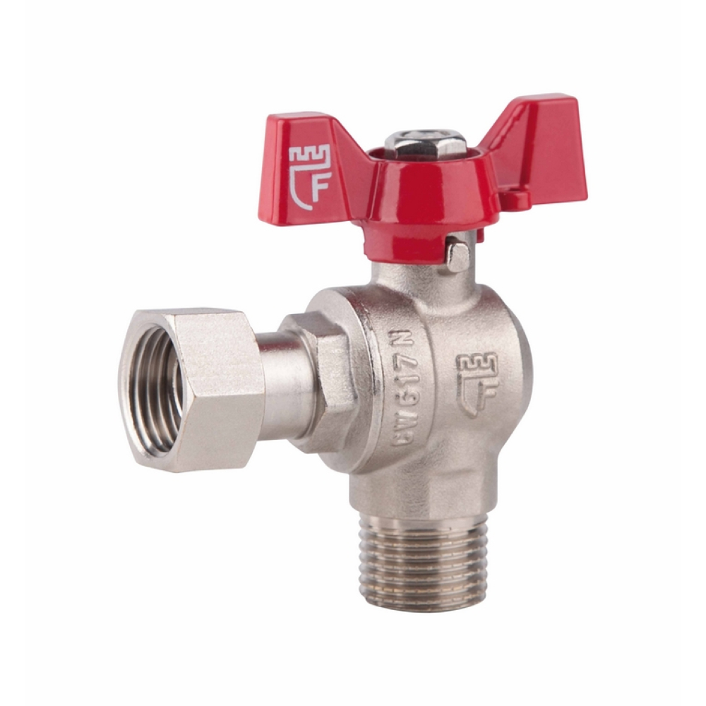 

Кран шаровой с накидной гайкой SD Forte 1/2" ВН для воды угловой SF224W15