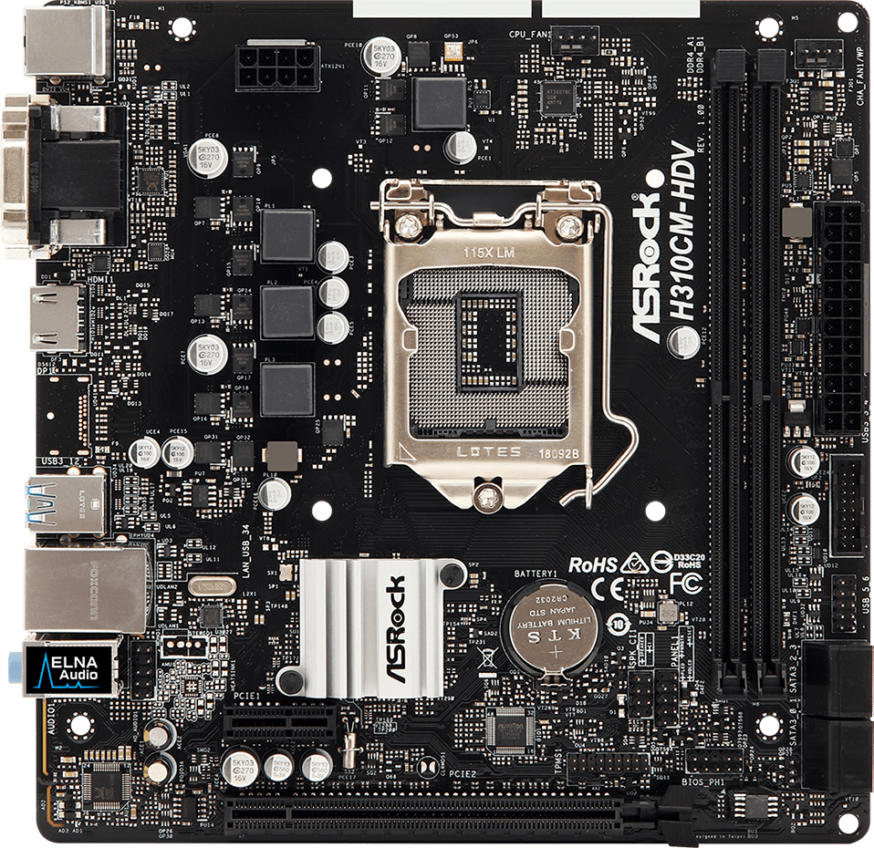 

Материнская плата ASRock H310CM-HDV (s1151, Intel H310, PCI-Ex16)