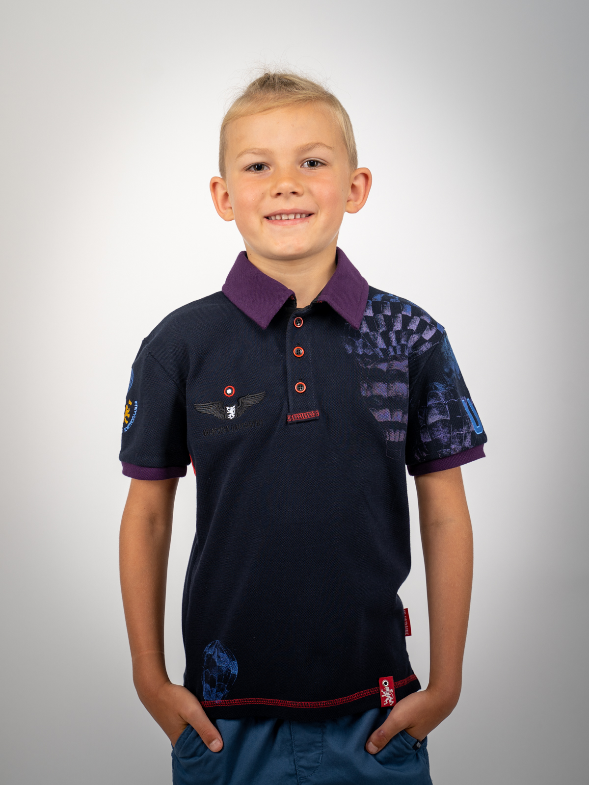 

дитяче поло - КУЛЯ - темно-синій, 1-2 (80-92 см)