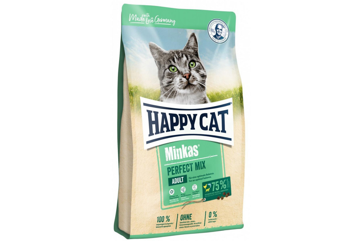 

Сухой корм Happy Cat Minkas Perfect Mix для взрослых кошек c птицей ягненком и рисом 10 кг