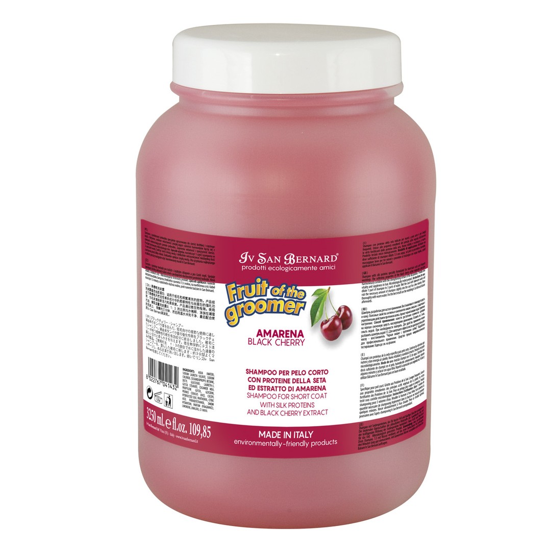 

Шампунь Iv San Bernard Black Cherry для короткой шерсти, с протеинами шелка и черной вишней, 3,25л