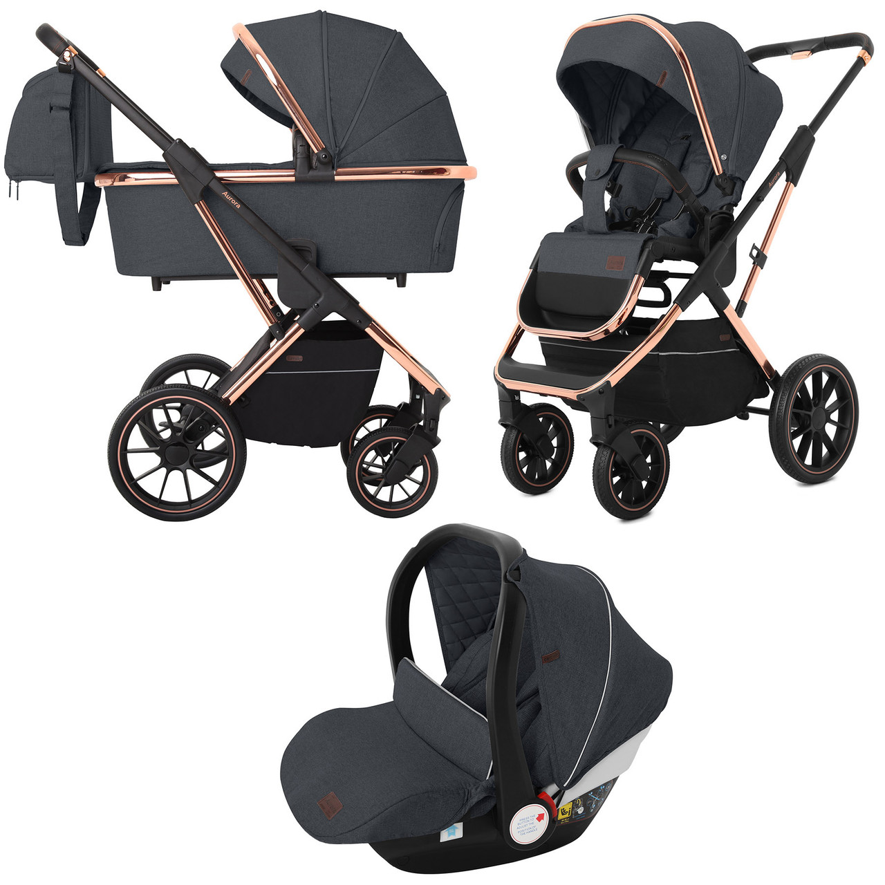 

Коляска универсальная CARRELLO Aurora CRL-6502 (3in1) Space Black +дождевик