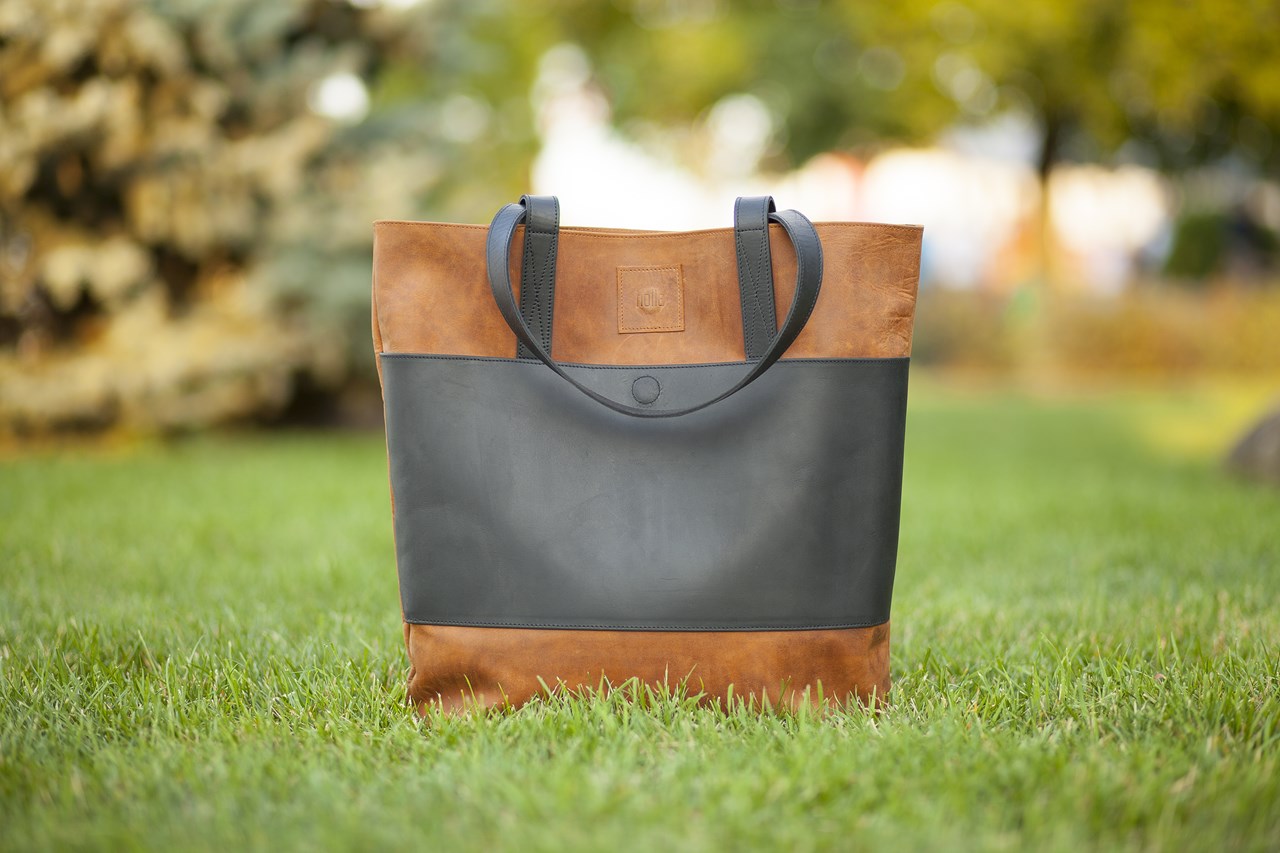 

Дизайнерская кожаная сумка-шоппер ручной работы Hola, TOTE BAG // HOT BROWN x BLACK (hl-TOTE BAG)