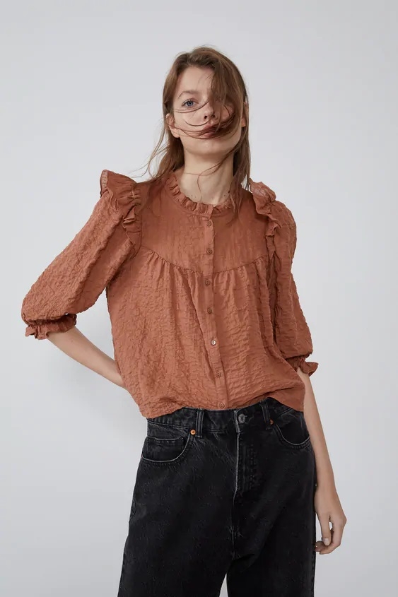 

Блуза ZARA 307127  Коричневий, Блуза ZARA 307127 S Коричневий