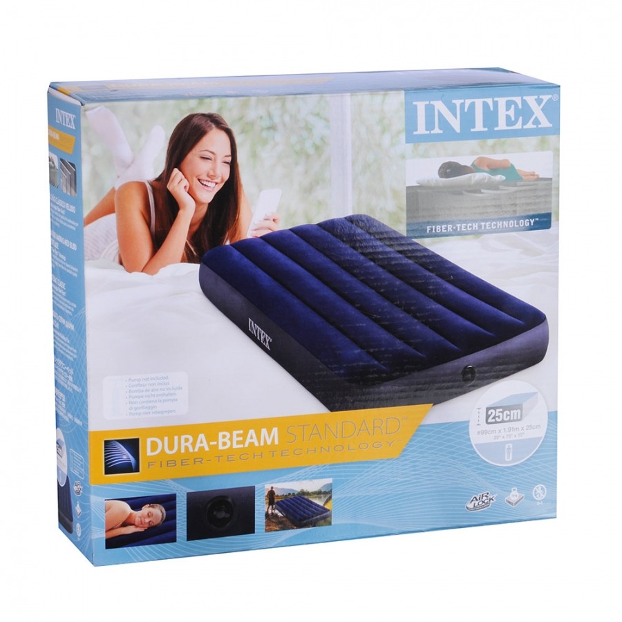 

Одноместный велюровый надувной матрас Intex 99х191см для купания пляжа отдыха