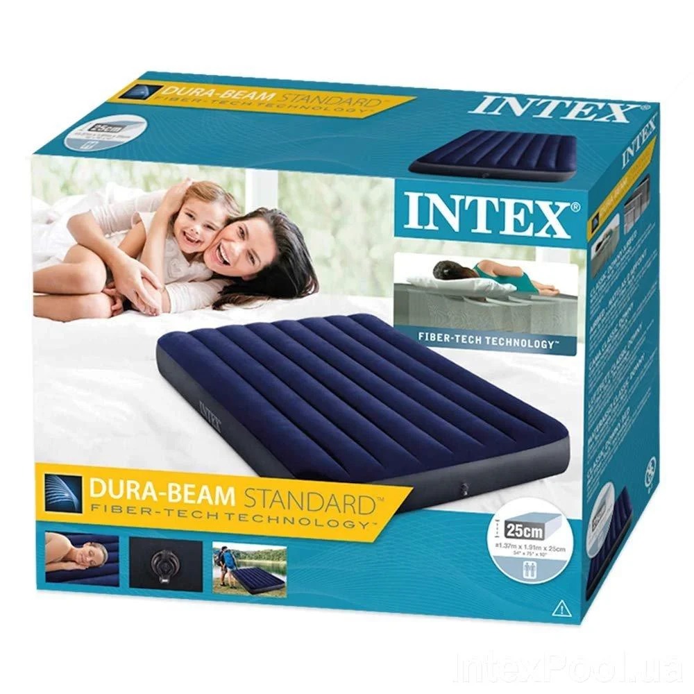 

Полуторный велюровый надувной матрас Intex 137х191см для купания пляжа отдыха