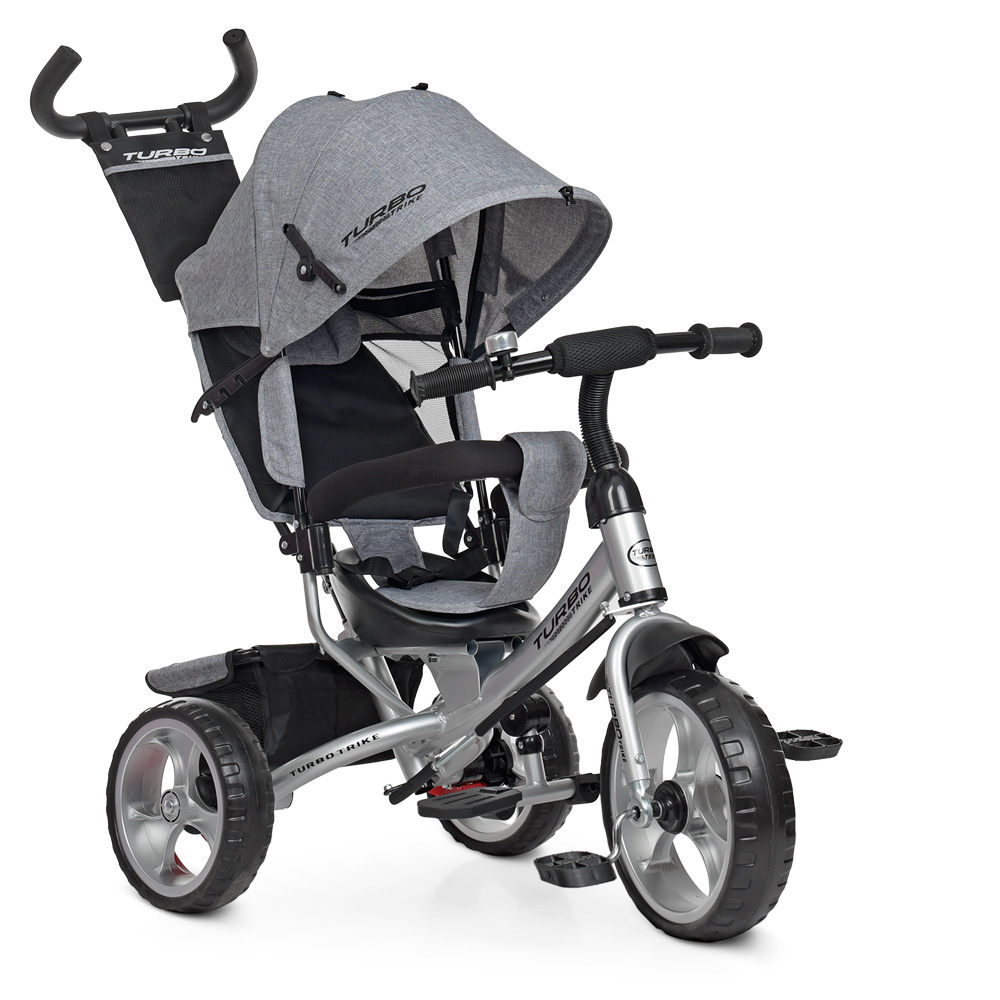 

Велосипед трехколесный колясочный Turbotrike колеса EVA Серый лен (M 3113-19L)