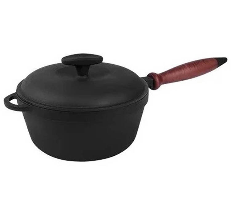 

Кастрюля чугунная Ситон 2 л с деревнной ручкой и крышкой