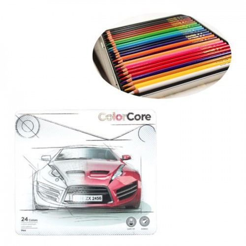 

Карандаши цветные 24шт Color Core. MARCO шестигранные в металлическом пенале 3100-24TN