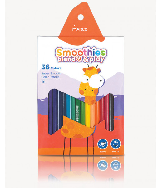 

Цветные карандаши 36 цветов Marco Smoothies 2150-36CB треугольные