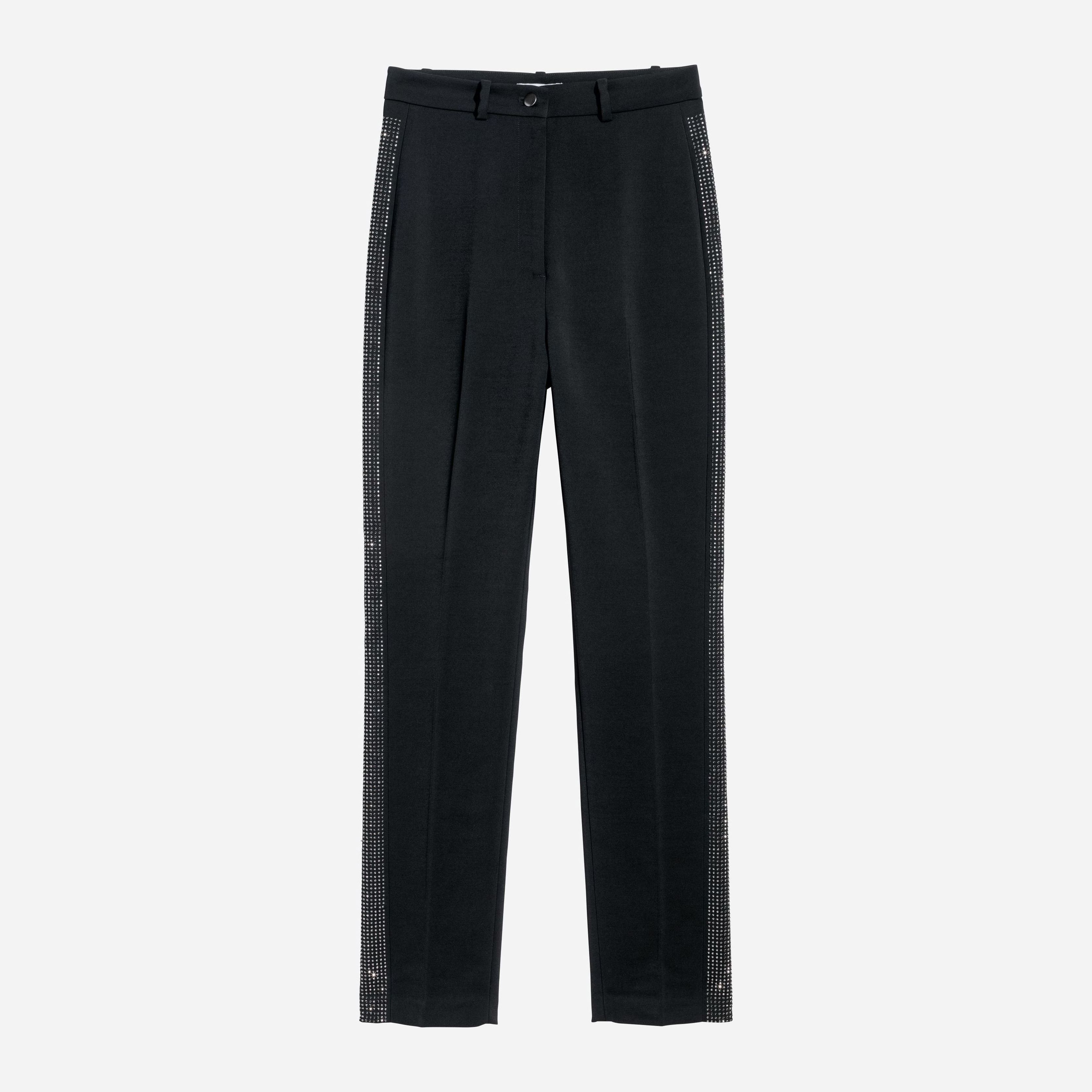 

Брюки H&M 5908386-ABFJ 38 Черные с серебристым