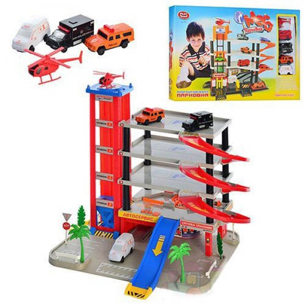 

Игровой набор Паркинг детский гараж Play Smart JOY TOY 5 уровней, 4 машинки, 1 вертолет (0845-RT)