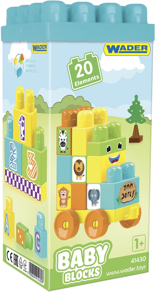 

Конструктор Wader Baby Blocks Мої перші кубики 20 елементів в коробці (41430)